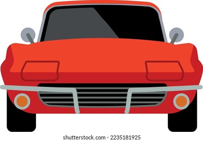 Red cabriolet front view. Luxury car icon
