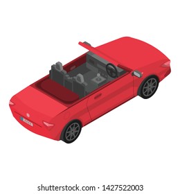 Red cabriolet icon. Isometric of red cabriolet vector icon for web design isolated on white background