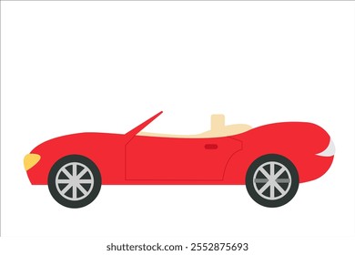 Cabrio rojo. Ilustración plana de color simple de Vector.