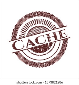 Red Cache distress rubber stamp with grunge texture