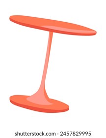 Red cafe table in flat design. Plastic round desk on one leg for street cafe. Vector illustration isolated.