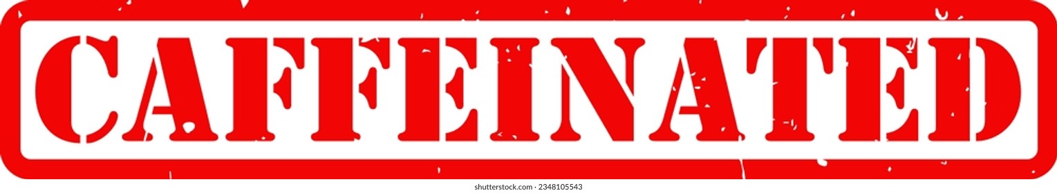 Red Caffeinated Rubber Stamp Grunge Texture Label Badge Sticker Vector EPS PNG Transparent No Background Clip Art Vector EPS PNG 