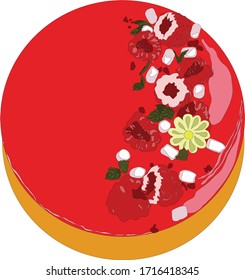 The red cake with the berries