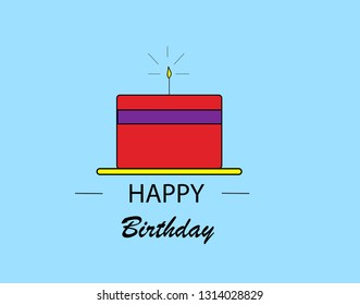 red cake with a candle and the inscription happy birthday in English