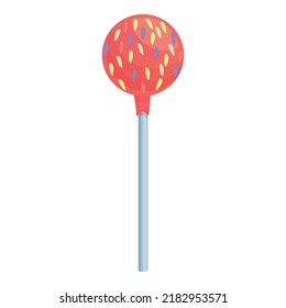 Red Cake Pop Icon Cartoon Vector. Candy Sugar. Heart Star