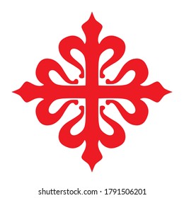 Red Calatravas spanish cross sign isolated on white. Vector