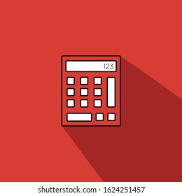 red calculator liner fill icon vector - ui icon vector