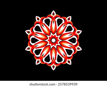 red caleidoscope classic gradient flower art pattern of traditional tenun batik ethnic dayak ornament for wallpaper ads background sticker or clothing	