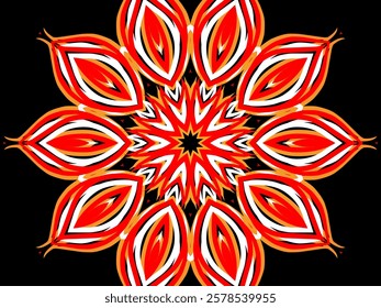 red caleidoscope classic gradient flower art pattern of traditional tenun batik ethnic dayak ornament for wallpaper ads background sticker or clothing	