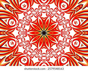 red caleidoscope classic gradient flower art pattern of traditional tenun batik ethnic dayak ornament for wallpaper ads background sticker or clothing	