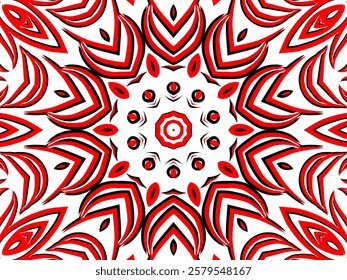 red caleidoscope classic gradient flower art pattern of traditional tenun batik ethnic dayak ornament for wallpaper ads background sticker or clothing	