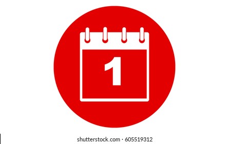red calendar 1 vector icon