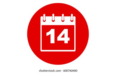 red calendar 14 vector icon 
