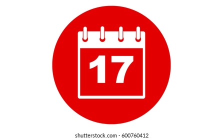 red calendar 17 vector icon 