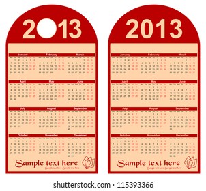 red calendar 2013 in the form of labels, vector