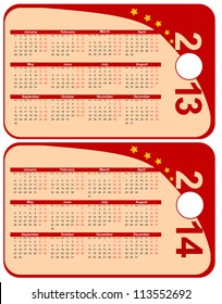 red calendar 2013-2014 in the form of labels, vector