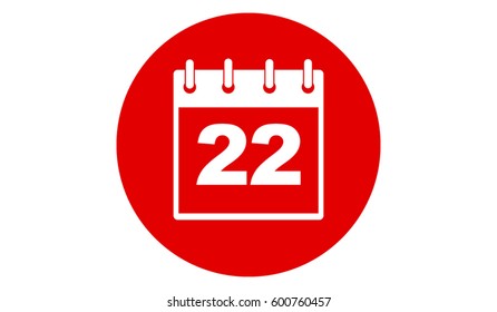 red calendar 22 vector icon 