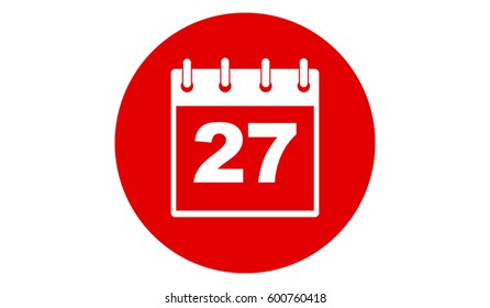 red calendar 27 vector icon 
