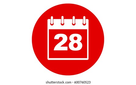 red calendar 28 vector icon 