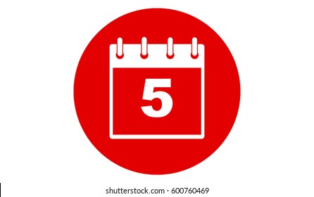 red calendar 5 vector icon 