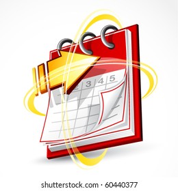 Red calendar with an arrow
