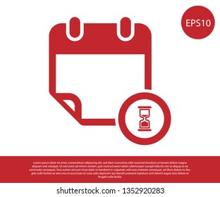 Red Calendar and clock icon isolated on white background. Schedule, appointment, organizer, timesheet, time management, important date. Vector Illustration