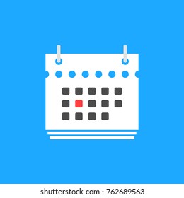red calendar date flat icon. concept of remember the date or deadline reminder and daily plan for work or business. simple trend modern calender logotype graphic design isolated on blue background