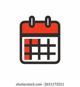 Roter Kalender kennzeichnet Datumsangaben in einem vereinfachten modernen Symbol