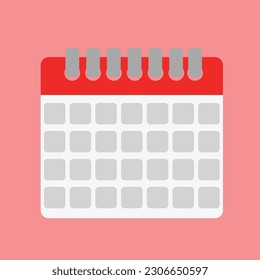 red calendar with gray boxes
