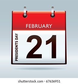 Red calendar icon for american presidents day 21st February