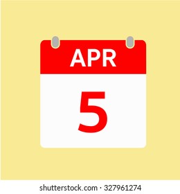 Red Calendar icon - Apr 5
