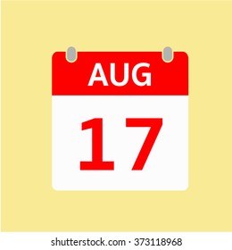 Red Calendar icon - Aug 17