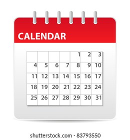 Red Calendar Icon With Days Of Month