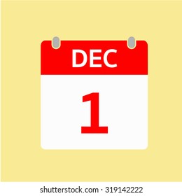 Red Calendar icon - Dec 1