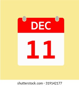 Red Calendar icon - Dec 11