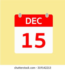 Red Calendar icon - Dec 15