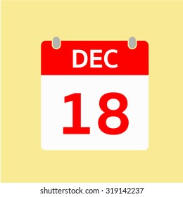 Red Calendar icon - Dec 18