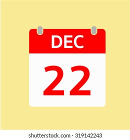 Red Calendar icon - Dec 22