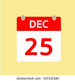 Red Calendar icon - Dec 25