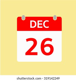 Red Calendar icon - Dec 26