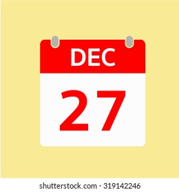 Red Calendar icon - Dec 27