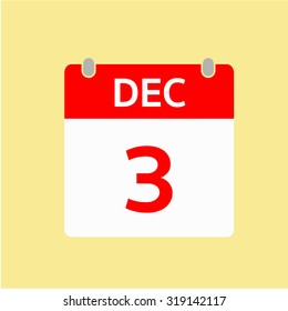 Red Calendar icon - Dec 3