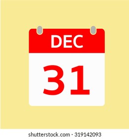 Red Calendar icon - Dec 31