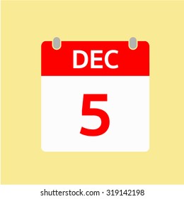 Red Calendar icon - Dec 5