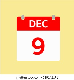 Red Calendar icon - Dec 9