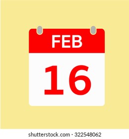 Red Calendar icon - Feb 16