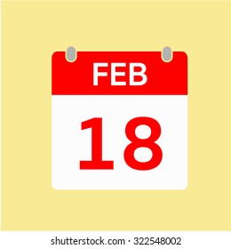 Red Calendar icon - Feb 18
