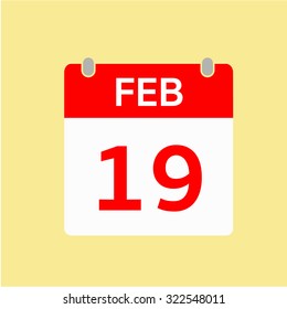 Red Calendar icon - Feb 19