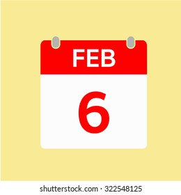 Red Calendar icon - Feb 6