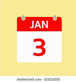 Red Calendar icon - Jan 3